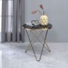 Mod Black Glass and Geo Gold End Table - Image 2