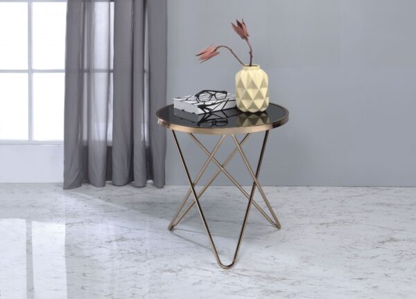 Mod Black Glass and Geo Gold End Table - Image 2