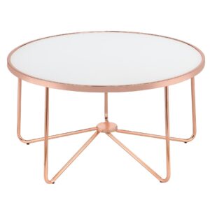 34" X 34" X 18" Frosted Glass And Rose Gold Coffee Table