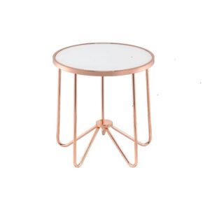 22" X 22" X 22" Frosted Glass And Rose Gold End Table