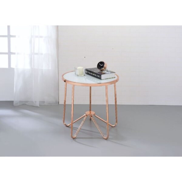 22" X 22" X 22" Frosted Glass And Rose Gold End Table - Image 3