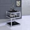 Black Glass And Chrome 3 Tier Shelves End Table - Image 4