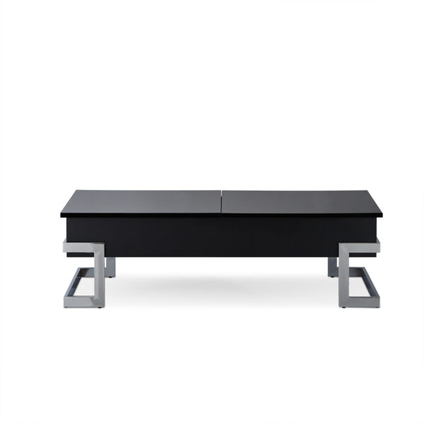 47" X 20" X 14-24" Black And Chrome Particle Board Coffee Table - Image 2