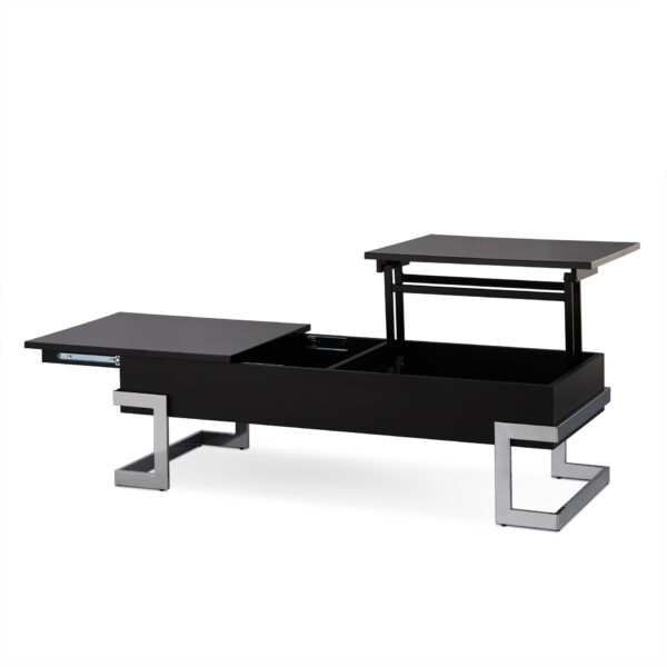 47" X 20" X 14-24" Black And Chrome Particle Board Coffee Table - Image 3