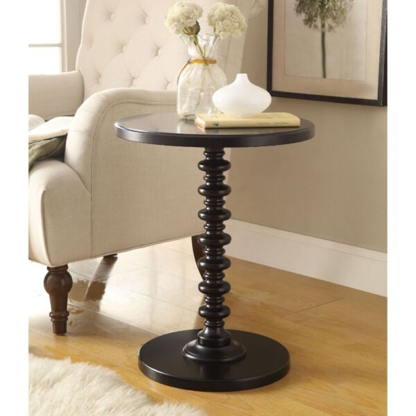 Black Solid Wooden Stylish Accent Side Table - Image 3