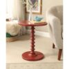 Fun Red Wood Pedestal End Table - Image 3