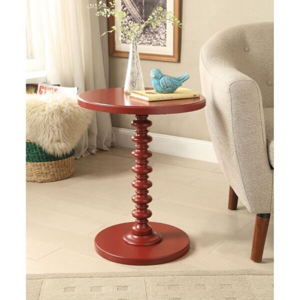 Fun Red Wood Pedestal End Table - Image 3
