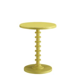 Yellow Solid Wooden Spindle Side Table