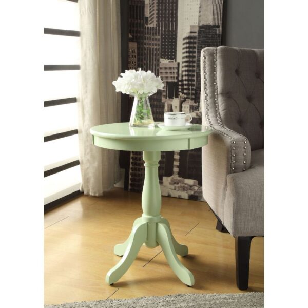 Light Green Solid Wooden Pedestal Side Table - Image 3
