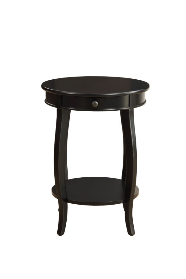 Vintage Look Black Wood End Table with Storage - Image 2