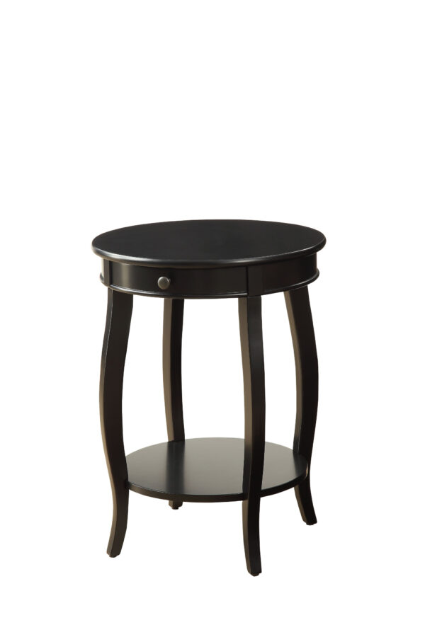 Vintage Look Black Wood End Table with Storage - Image 4