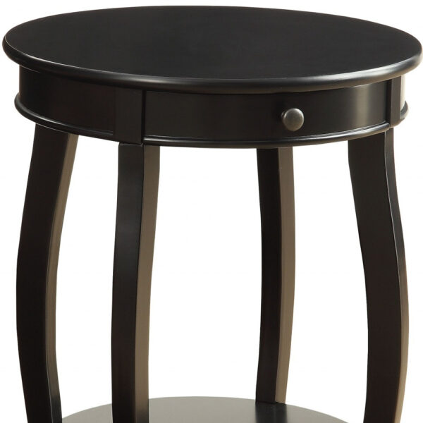 Vintage Look Black Wood End Table with Storage - Image 5