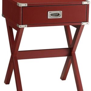 Modern Red X Shape Wooden Storage End Table