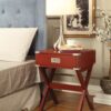 Modern Red X Shape Wooden Storage End Table - Image 3
