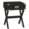 24" Black Solid Wood Rectangular End Table With Drawer