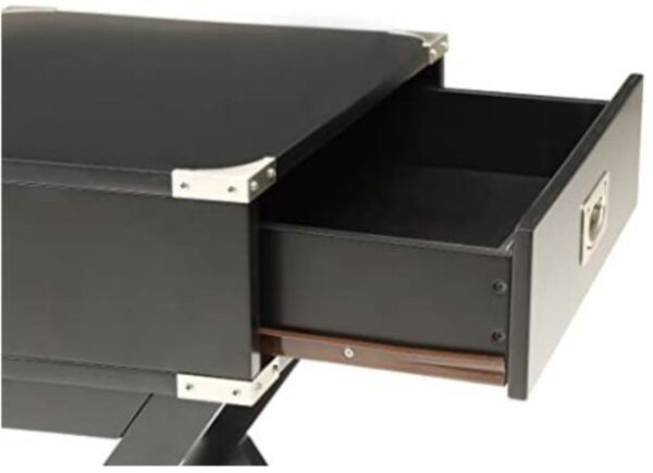 24" Black Solid Wood Rectangular End Table With Drawer - Image 3