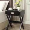 24" Black Solid Wood Rectangular End Table With Drawer - Image 4
