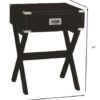 24" Black Solid Wood Rectangular End Table With Drawer - Image 5