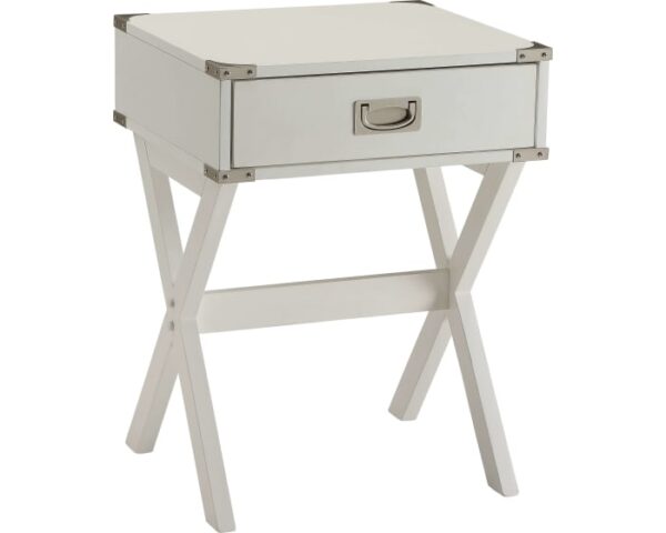 Modern White X Shape Wooden Storage End Table - Image 2