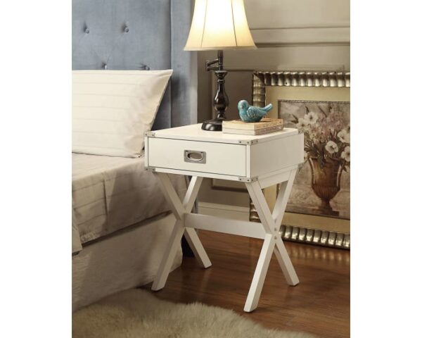 Modern White X Shape Wooden Storage End Table - Image 4