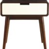 Mahogony and White USB Side Table with Drawer - Image 2