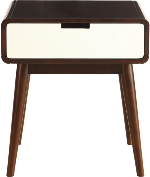 Mahogony and White USB Side Table with Drawer - Image 2