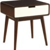 Mahogony and White USB Side Table with Drawer - Image 3