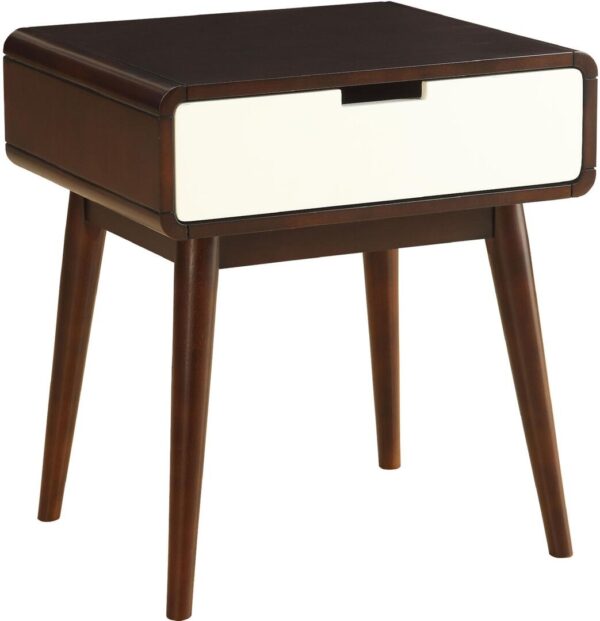 Mahogony and White USB Side Table with Drawer - Image 3