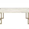 Rectangular Marble Top with Champagne Metal Base Cofee Table - Image 2