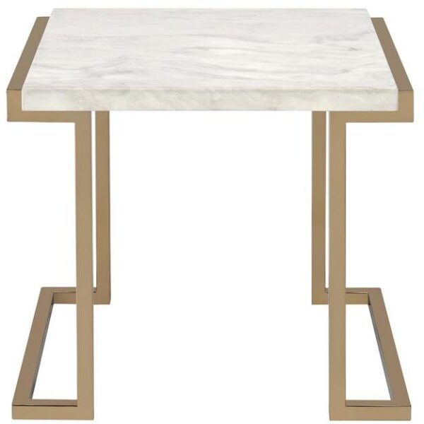 24" X 22" X 22'Faux Marble Champagne End Table - Image 2