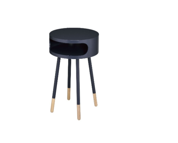 Bentwood Black Retro Round Wooden End Table - Image 2