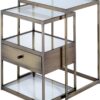 18" X 15" X 26" 2Pc Clear Glass And Antique Brass Nesting Table