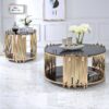 25" X 25" X 22" Black Glass And Gold End Table