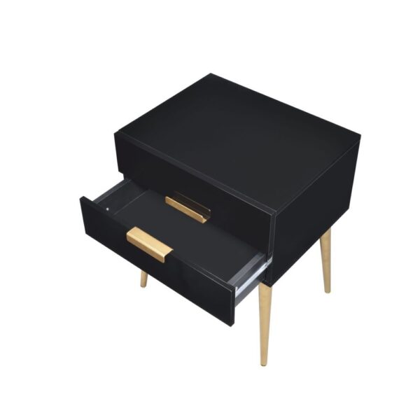 Sleek Black And Gold Two Drawer End Table - Image 3
