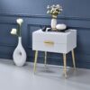 Sleek White And Gold Two Drawer End Table - Image 2