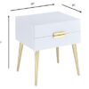 Sleek White And Gold Two Drawer End Table - Image 3