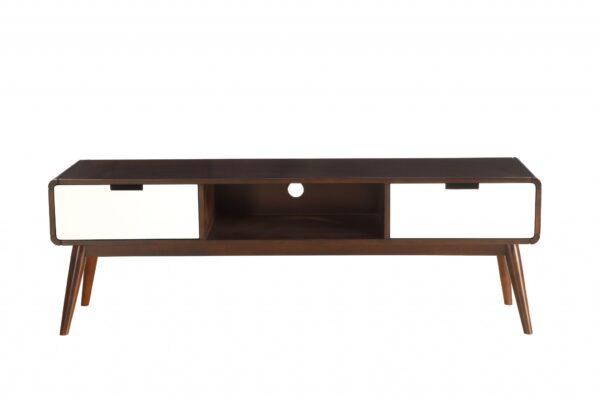 59" X 16" X 19" Espresso And White Mdf Tv Stand