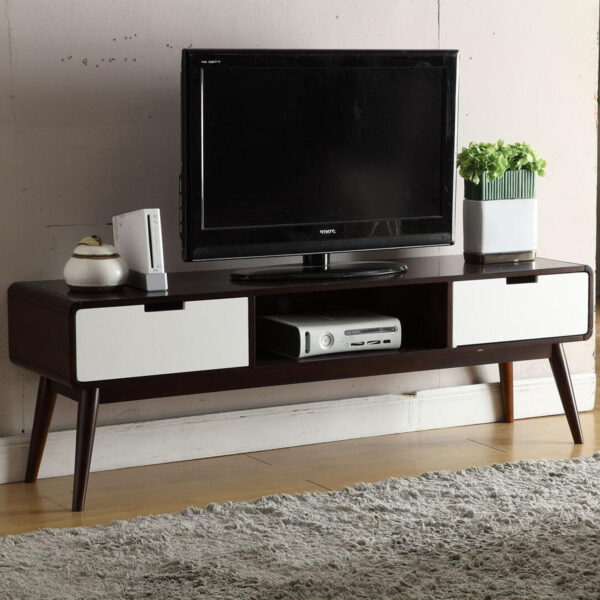 59" X 16" X 19" Espresso And White Mdf Tv Stand - Image 4