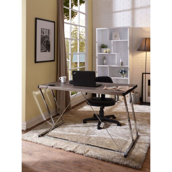 Cool Oak and Chrome USB Desk - Image 5