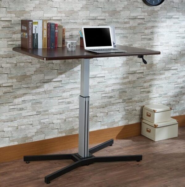 Height Adjustable Deep Brown Desk - Image 4