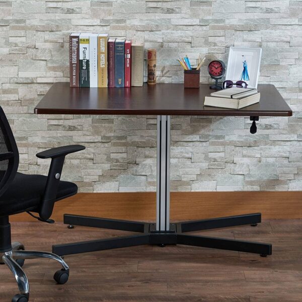 Height Adjustable Deep Brown Desk - Image 5