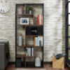 32" X 12" X 71" Black And Walnut Veneer Cube Bookcase - Image 3