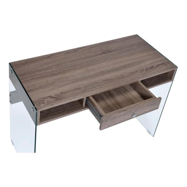 Cool Oak and Glass Panel Desk - Image 2