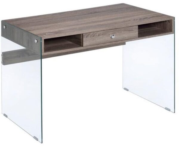 Cool Oak and Glass Panel Desk - Image 3