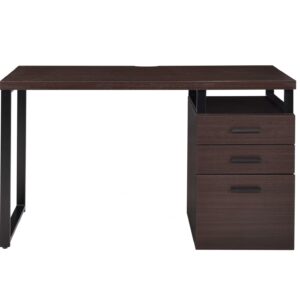 47" Brown Oak Wood Rectangular Writing Desk With Three Drawers