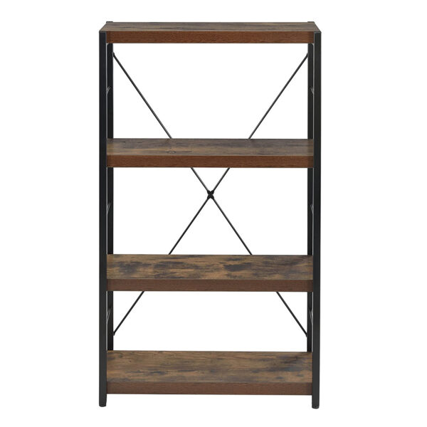 Industrial Rustic Dark Weathered Oak Finish Bookcase - Image 2