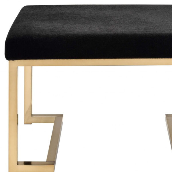 24" X 16" X 18" Black Fabric And Champagne Ottoman - Image 4