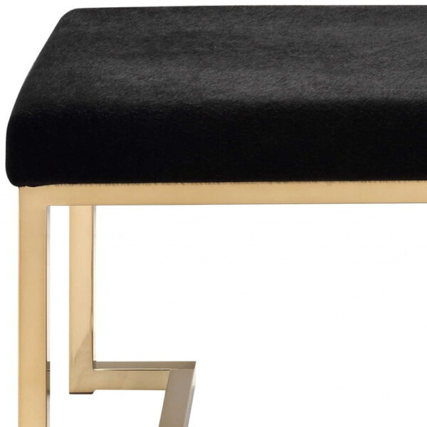 24" X 16" X 18" Black Fabric And Champagne Ottoman - Image 5
