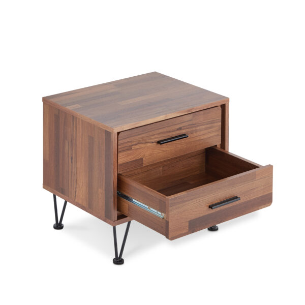 2 Walnut Wooden Drawer Nightstand - Image 2