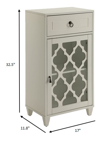 Fret Work Design Glass Door White Cabinet - Image 3